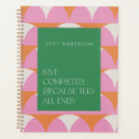 Modern pink green geometric love completely gift planner<br><div class="desc">Modern pink green geometric elegant typography love completely because this all ends modern girly gift for her gift for him. Ideal anniversary,  birthday,  wedding,  valentines day,  mothers day or fathers day gift.</div>