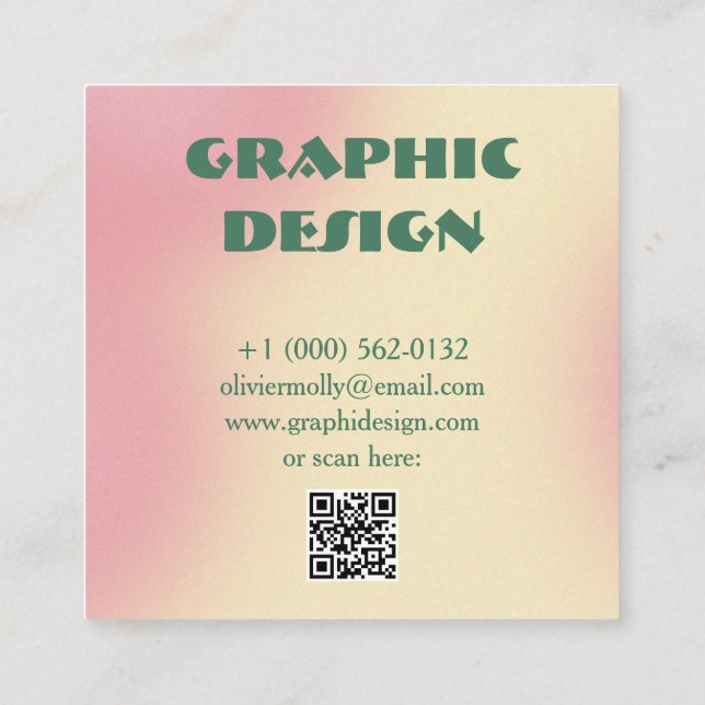 Modern Pink & Green Gradient Business Card (Back)
