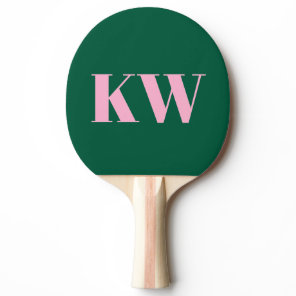Modern Pink Green Monogram Initials Personalized Ping Pong Paddle
