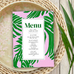 Modern Pink   Green Palm Tree Wedding Menu<br><div class="desc">Modern pink and green palm tree wedding</div>