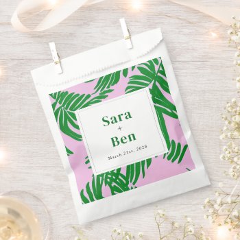 Modern Pink   Green Palm Trees Wedding Favor Bag by JillsPaperie at Zazzle