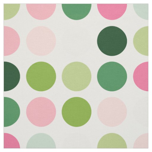 Modern pink green polka dots pattern monogram fabric