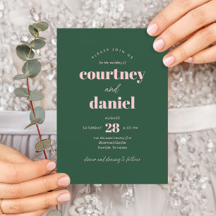 Modern Pink Green Trendy Mix Match Wedding Invitation