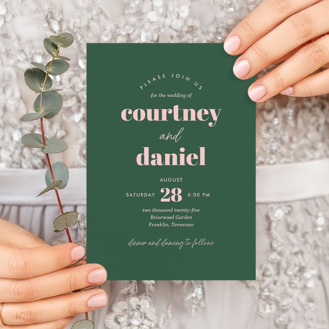 Modern Pink Green Trendy Mix Match Wedding Invitation (Creator Uploaded)