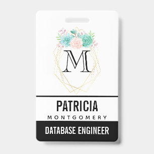 Modern Pink & Green Watercolor Succulents Badge