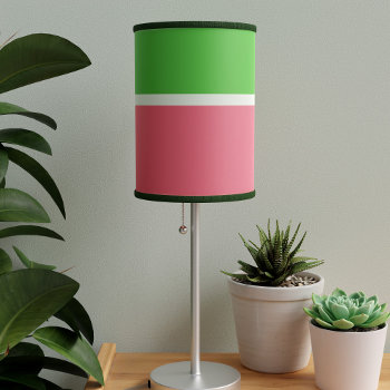 Modern Pink Green White Striped Fun Table Lamp by watermelontree at Zazzle