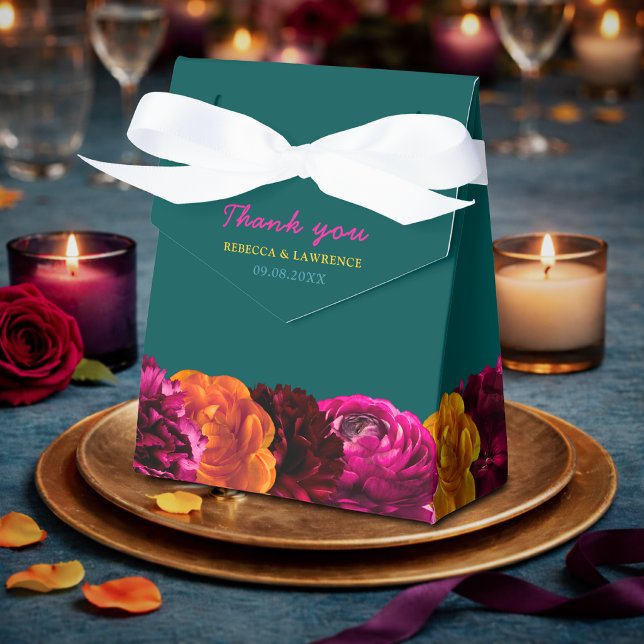 Modern pink green yellow floral  favor boxes (Creator Uploaded)
