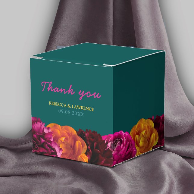 Modern pink green yellow floral  favor boxes (Creator Uploaded)
