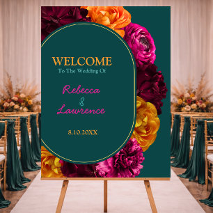 Modern pink green yellow floral foam board