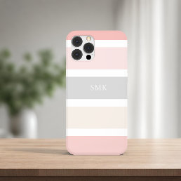 Modern Pink Grey and Cream Stripes Monogram Case-Mate Samsung Galaxy S8 Case