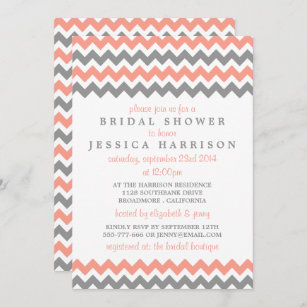 Modern Pink & Grey Chevron Bridal Shower Invitation