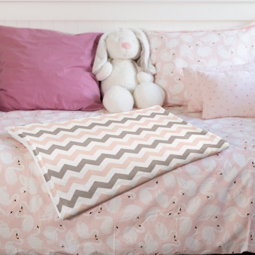 Modern Pink  Grey Chevron Medium Blanket