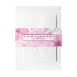 Modern pink grey watercolor flowers spring wedding