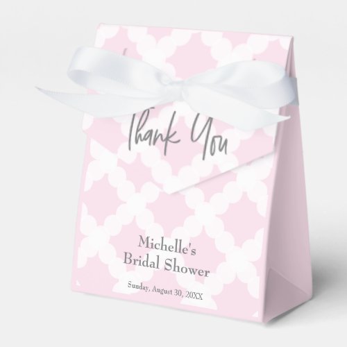 Modern pink grey white thank you bridal shower favor boxes
