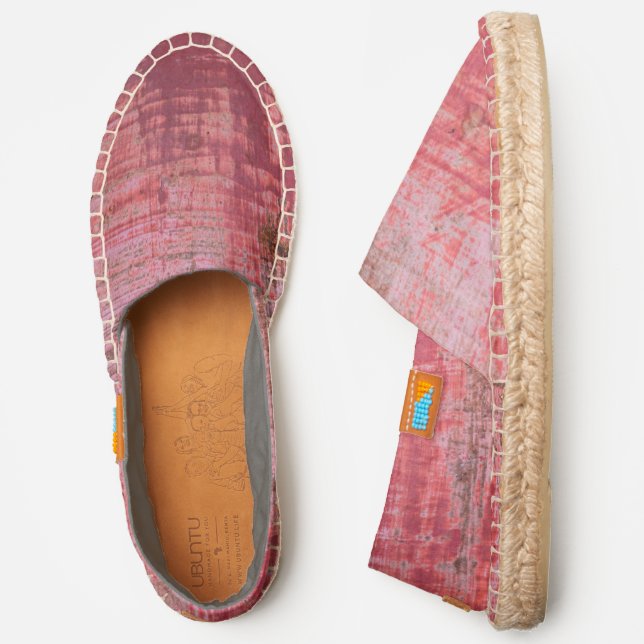 Modern Pink Grunge Rustic Espadrilles (Side)