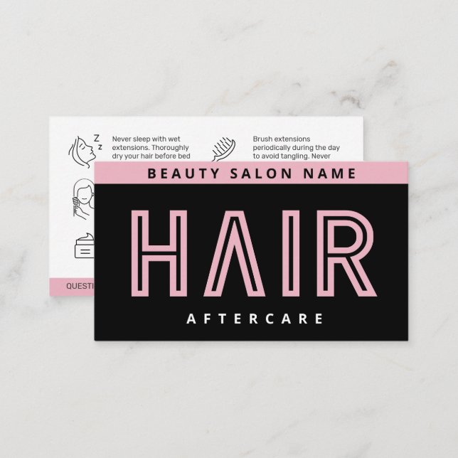 Modern Pink Hair Extensions After Care Hair Care B Business Card (Front/Back)