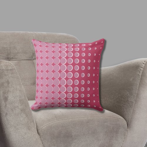 Modern Pink Halftone Dots Throw Pillow