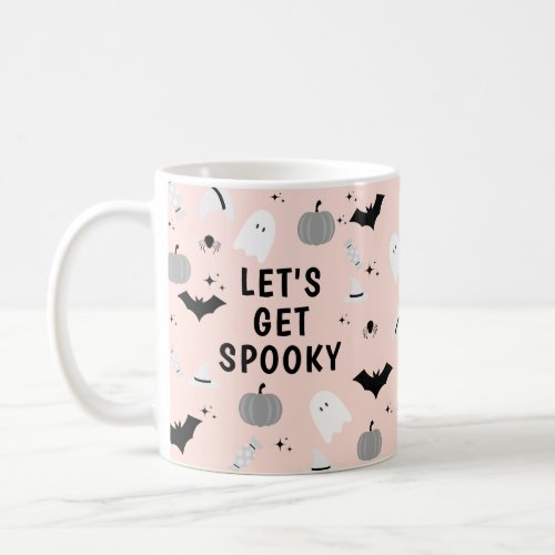 Modern Pink Halloween Lets Get Spooky Coffee Mug
