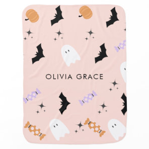 Modern Pink Halloween October Baby Blanket