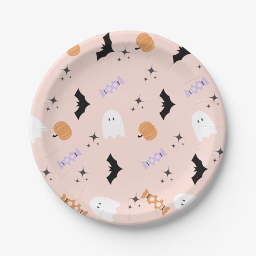 Modern Pink Halloween Party  Paper Plates