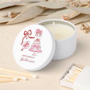 Modern Pink Hand Drawn Handwritten Birthday Party Mini Candle Favors