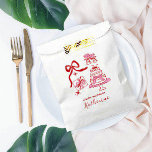 Modern Pink Hand Drawn Scribble Birthday Party Favor Bag
