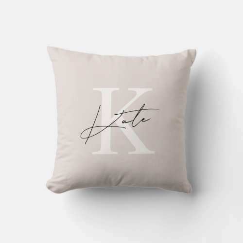 Modern Pink Hand Script Monogram Throw Pillow