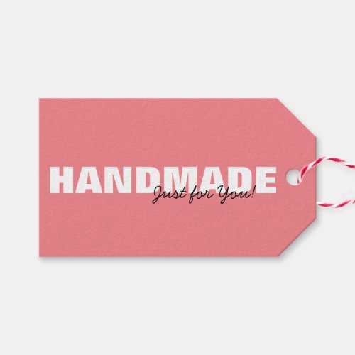 Modern Pink Handmade Just for You Hanging Gift Tags