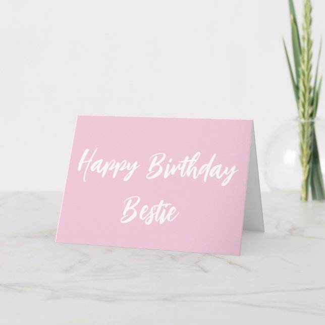 Modern Pink Happy Birthday White Script Card (Front)