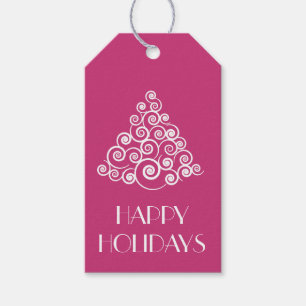 Modern Pink Happy Holidays Christmas Gift Tags