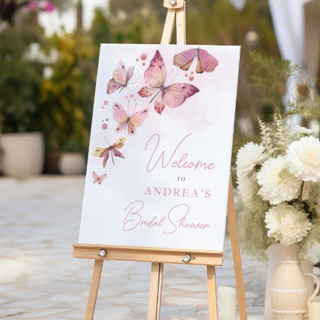 Modern Pink He Gives me Butterflies Bridal Shower Foam Board (Creator Uploaded)