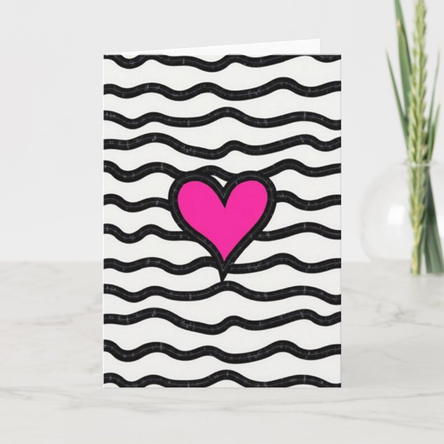 Modern Pink Heart Love Card (Front)