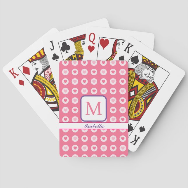 Modern Pink Heart Love Collection Poker Cards (Back)