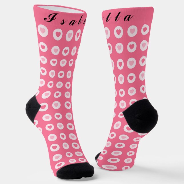 Modern Pink Heart Love Collection Socks (Angled)