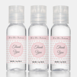 Modern Pink Heart Pattern Thank You Hand Sanitizer