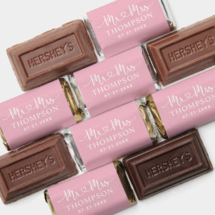 Modern Pink Heart Script Monogram Wedding Hershey's Miniatures