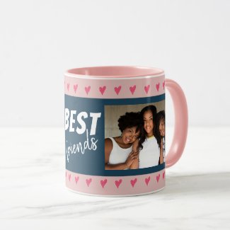 Modern Pink Hearts Best Friends Typography 2 Photo