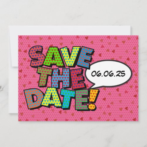 Modern Pink Hearts Confetti Wedding Save The Date