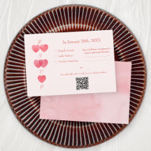 Modern Pink Hearts 'Two become One' QR Code