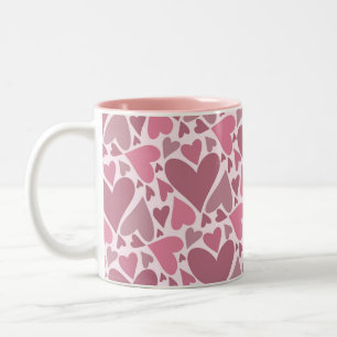Modern Pink Hearts Valentine's Day Two-Tone Coffee Mug
