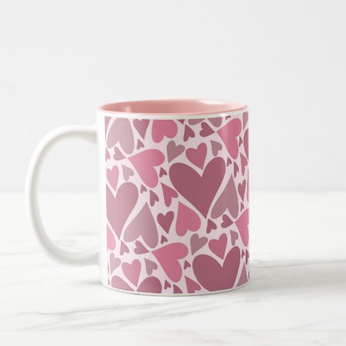 Modern Pink Hearts Valentines Day  Two_Tone Coffee Mug