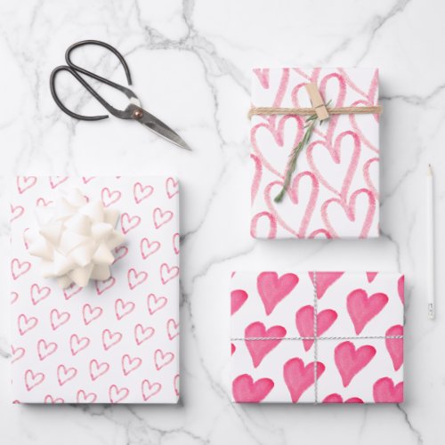 Modern Pink Hearts Valentines Day Wrapping Paper S
