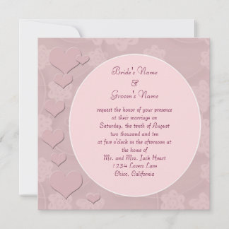 Modern Pink Hearts Wedding Invitation