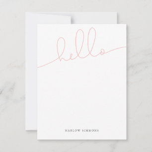 Modern Pink HELLO Script Note Card