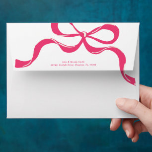 Modern Pink Holiday Big Bow Christmas Envelope