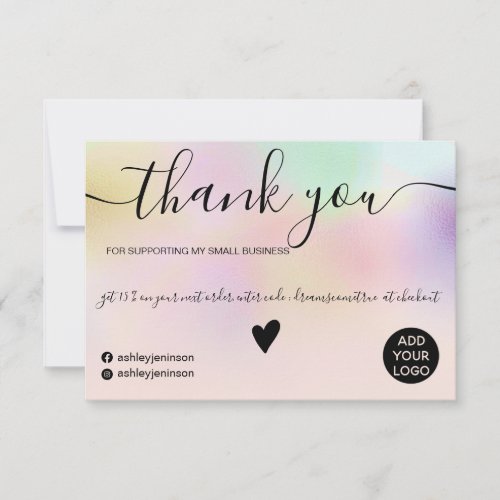 Modern pink holographic ombre order thank you