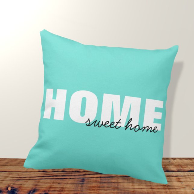 Modern Pink Home Sweet Home Typography Design Thro Throw Pillow (Creator Uploaded)