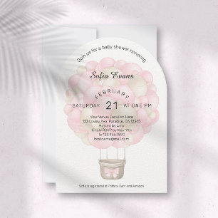 Modern Pink Hot Air Balloon Baby Shower Invitation