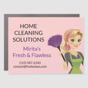 Modern Pink House Cleaning Service Vehicle Design Car Magnet
