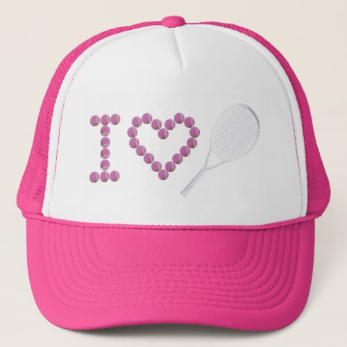Modern Pink I Love Tennis  Trucker Hat